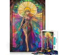 Puzzle de 1000 pièces Ange en vitrail pour Adultes Jeu de logique Solide Jeu de Groupe Bords Nets 38x52cm