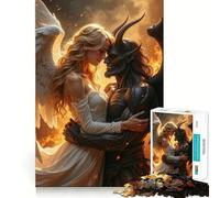 Puzzle de 1000 pièces Ange et Démon enlacés pour Adolescents,Jeu de réflexion,découpe Laser pour Un Assemblage Parfait,activité relaxante en Groupe à l'intérieur (50x75cm)