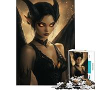 Puzzle de 1000 pièces Ange Noir à Cornes Jeu addictif pour cultiver la Patience Jeu Manuel pour Toute la Famille Cadeau Amusant (Dimensions 38x26cm)