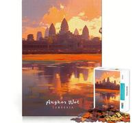 Puzzle de 1000 pièces Angkor Wat Jeu d'articulation Facile Stimulant cérébral Détente et Amusement Cadeau d'anniversaire Amusant (50x75cm)
