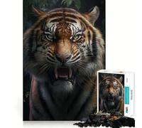 Puzzle de 1000 pièces Angry Tiger,Jeu de réflexion,découpe de Haute précision,défi Amusant pour Passer Le Temps d'attente (50x75cm)