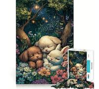 Puzzle de 1000 pièces Animaux endormis dans Une forêt pour Adolescents détente et Relaxation, Une œuvre d'art aux Contours Nets 38x52cm