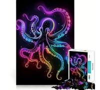 Puzzle de 1000 pièces Animaux Néon pour Adolescents Jeu de Concentration mentale Découpe de précision Bords Lisses pour Les fêtes (38x26cm)