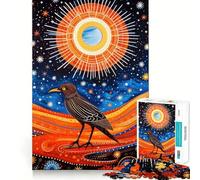 Puzzle de 1000 pièces Animaux Tribaux Oiseau Noir Découpe Nette Jeu de logique et de réflexion Jeu de détente Cadeau d'anniversaire Amusant (38x26cm)