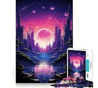 Puzzle de 1000 pièces Anime City Moonrise pour Adolescents Jeu de mémoire Amusant Emboîtement précis sans espaces Activité Amusante en Famille Le Soir (38x52cm)