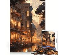 Puzzle de 1000 pièces Anime City Sunset Dusk pour Adolescents, idéal pour Le développement cérébral, Facile à Nettoyer et à Assembler, et comme Cadeau de Noël Chaleureux (38x52cm)