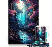 Puzzle de 1000 pièces Anime Forêt Ruisseau Adolescents Jeu de mémoire Verrouillage précis Pas de pièces Qui se détachent pour Les Voyages (38x52cm)