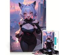 Puzzle de 1000 pièces Anime Girl City pour Adultes,Jeu de mémoire,Assemblage précis sans espaces,activité apaisante pour Une Pause mentale (38x52cm)