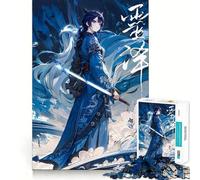 Puzzle de 1000 pièces Anime Girl Ice Blue Ninja,activité ludique et stimulante pour Les Proches,avec emboîtement précis et sans espaces (50x75cm)
