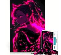 Puzzle de 1000 pièces Anime Girl Neon Glow,Jeu cognitif Amusant,découpe de Haute précision,Cadeau Unique pour soulager Le Stress (38x26cm)