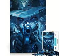 Puzzle de 1000 pièces Anime Girl Neon Gun,Jeu de Concentration mentale,découpe de précision,Bords Lisses,Jeu de Construction de Liens significatifs (38x52cm)