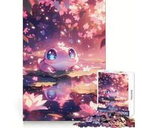 Puzzle de 1000 pièces Anime Grenouille Fleur de Sakura Cadeau pour Adultes Réfléchir, s'entraîner, se détendre Bords Facilement définis Cadeau Joyeux (50x75cm)