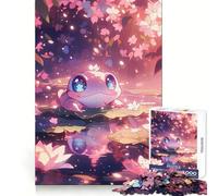Puzzle de 1000 pièces Anime Grenouille Fleur de Sakura pour Adultes Entraînement à la Concentration et au Stress Jeu Amusant et Amusant Assemblage serré Cadeau créatif (38x52cm)