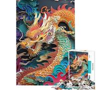 Puzzle de 1000 pièces Année du Dragon Chinois Jeu de détente Assemblage de Motifs Cadeau Unique pour Un Anniversaire ou Noël (Dimensions 50x75cm)