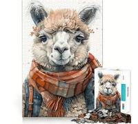 Puzzle de 1000 pièces Aquarelle d'alpaga pour Adolescents,Jeu de réflexion,découpe Laser pour Un Assemblage Parfait,activité relaxante en Groupe à l'intérieur (50x75cm)