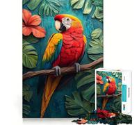 Puzzle de 1000 pièces Ara écarlate dans Un Paradis Tropical pour Adultes et Adolescents Un pour se ressourcer, se détendre et s’évader grâce à sa découpe Lisse (38x52cm)