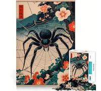 Puzzle de 1000 pièces Araignée estampe Japonaise Ukiyo-e pour Adultes et Adolescents, Jeu Mental apaisant et Relaxant, Cadeau de qualité supérieure 50x75cm