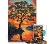 Puzzle de 1000 pièces Arbre au Coucher du Soleil en Automne Découpe précise Jeu Amusant et Stimulant pour l'esprit, idéal pour se détendre, pour Un Anniversaire ou Une activité Artistique (50x75cm)