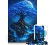 Puzzle de 1000 pièces Arbre Bleu Mystique et Cascades pour Adolescents développement de la mémoire, Design apaisant et Amusant, Assemblage, Cadeau élégant (38x52cm)