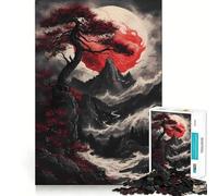 Puzzle de 1000 pièces Arbre Bonsaï Rouge pour Adultes Jeu de réflexion Passe-Temps la Maison Bords Nets Joli Cadeau (38x26cm)