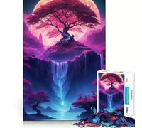 Puzzle de 1000 pièces Arbre Cascade Japonais néon,38x26cm,pour stimuler la mémoire et développer la capacité de mémorisation Un pour Les Professionnels