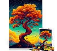 Puzzle de 1000 pièces Arbre d'automne tordu pour Adolescents Exercice de logique Plaisir Facile Bords Nets Cadeau Symbolique (38x52cm)