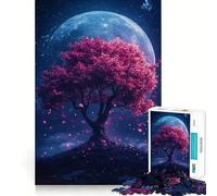 Puzzle de 1000 pièces Arbre de Cerisier Cosmique Rose pour Adultes Jeu de réflexion et de Maison Découpe Fine Cadeau de Noël idéal (50x75cm)