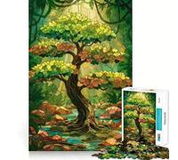 Puzzle de 1000 pièces Arbre de la Jungle en vitrail pour Adultes, Jeu Intelligent Anti-Stress, Motif à Assembler, Surprise de Noël 38x52cm