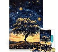 Puzzle de 1000 pièces Arbre de la Nuit Étoilée pour Adolescents, Jeu de logique Solide, Loisirs Amusants, Bords Nets, Objet de Collection 50x75cm
