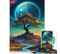 Puzzle de 1000 pièces Arbre de Vie, Bords Fins, Jeu de réflexion et de détente, Cadeau Artistique de Noël (38x26cm)