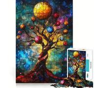 Puzzle de 1000 pièces Arbre de Vie en Vitrail pour Adolescents, Jeu de logique Solide, Loisirs Amusants, Bords Transparents, Objet de Collection 38x26cm