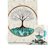Puzzle de 1000 pièces Arbre de Vie Impression Artistique Ajustement Parfait Jeu Stimulant Le Cerveau Temps de Repos Décoration Murale de Noël (38x52cm)