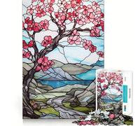 Puzzle de 1000 pièces Arbre en Fleurs en vitrail pour Adolescents, idéal pour développer Leurs capacités cognitives et Passer Un agréable Moment de détente 38x52cm