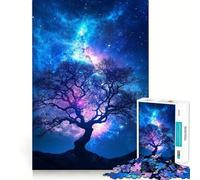 Puzzle de 1000 pièces Arbre en Silhouette sous Ciel étoilé pour Adolescents stimule la mémoire et Offre des Moments de détente 50x75cm