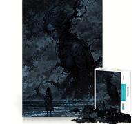Puzzle de 1000 pièces Arbre, Femme et Mer Décoration soignée Jeu de réflexion Amusant et Facile Idée Cadeau de Noël (50x75cm)