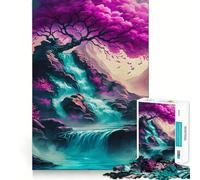 Puzzle de 1000 pièces Arbre Magique Rose et Cascade pour Adolescents Puzzle Facile à Assembler et à découper pour Les vœux du Père Noël (50x75cm)