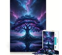 Puzzle de 1000 pièces Arbre Mystique sous Un Ciel d'aurores boréales pour Adolescents Un Cadeau élégant, idéal pour développer la mémoire et s'amuser (50x75cm)