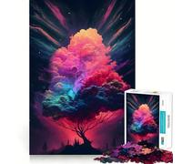 Puzzle de 1000 pièces Arbre Nuages Bords Nets Décoration Résolvez des problèmes Amusez-Vous et passez Un Bon Moment Décoration de Noël Cadeau (50x75cm)
