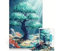 Puzzle de 1000 pièces Arbre océanique en vitrail pour Adultes et Adolescents, Jeu de réflexion apaisant, Cadeau de Noël idéal 38x26cm