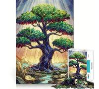 Puzzle de 1000 pièces Arbre Royal en vitrail pour Adultes, Jeu de logique mentale, Doux et Relaxant, découpe Ferme, liste de souhaits du Père Noël 38x26cm