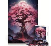 Puzzle de 1000 pièces Arbre Sakura Magique Rose pour Adolescents Jeu de logique et de Train Anti-Stress Découpe Lisse Cadeau mémorable (38x52cm)