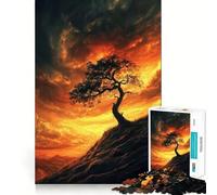 Puzzle de 1000 pièces Arbre Silhouette au Coucher du Soleil pour Adultes, idéal pour stimuler la mémoire et Partager Un Moment de Joie en Famille 38x26cm