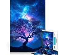 Puzzle de 1000 pièces Arbre Silhouette sous Ciel étoilé pour Adolescents, Jeu de logique, Amusement d'intérieur, Bords précis, pièce de Collection Artistique 38x52cm