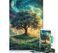 Puzzle de 1000 pièces Arbre sous Ciel étoilé, Bords Nets, décoration, résolution de problèmes, Divertissement Facile, Cadeau de Noël (38x26cm)