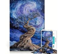Puzzle de 1000 pièces Arbre torsadé sous la Galaxie Ajustement Parfait Art Stimulant Le Cerveau Jeu de Repos Décoration Murale de Noël (38x26cm)