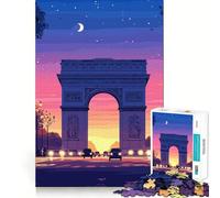 Puzzle de 1000 pièces Arc de Triomphe au crépuscule Découpe Parfaite Activité ludique et Intelligente pour Un Moment de détente et de créativité Lors d'un Anniversaire (50x75cm)