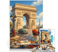 Puzzle de 1000 pièces Arc de Triomphe Paris, Jouet à Monter soi-même, défi Difficile, avec des pièces de Formes aléatoires Parfaitement emboîtables 50x75cm