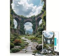 Puzzle de 1000 pièces Arches envahies par la végétation dans Un Jardin Luxuriant pour Adolescents, Jeu Intelligent à Partager en Famille, Motif à Assembler, Cadeau du Père Noël (38x26cm)