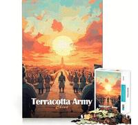 Puzzle de 1000 pièces Armée de Terre Cuite au Coucher du Soleil pour Adolescents stimule la mémoire, Offre Un Divertissement Relaxant et précis, et constitue Un 38x26cm