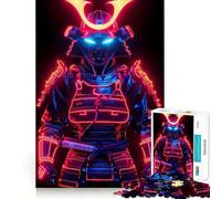 Puzzle de 1000 pièces Armure de samouraï Lumineuse au néon pour Adolescents Jeu d'entraînement cérébral apaisant, Cadeau Festif et Artistique à Assembler (38x26cm)
